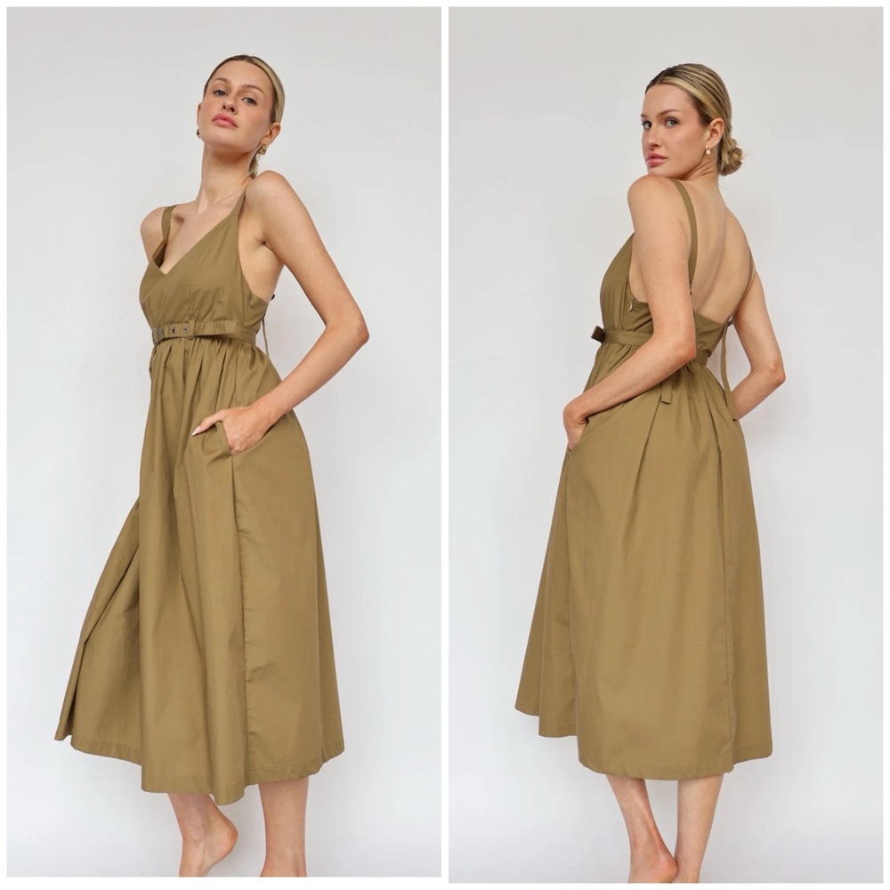 Steve Madden Green Cotton Sundress with Halter Neck